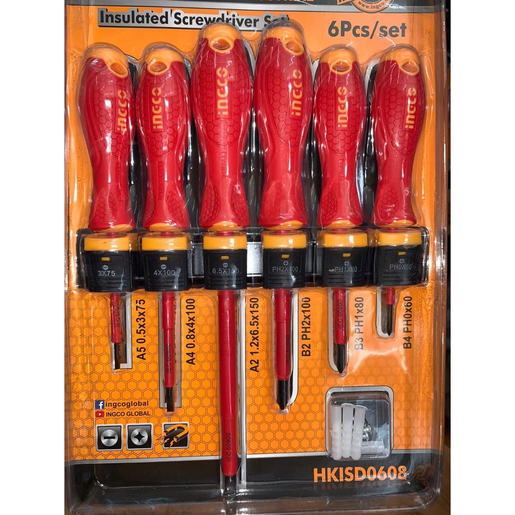 Bộ 6 tua vít cách điện INGCO HKISD0608