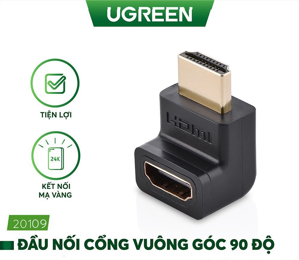 Đầu nối hdmi vuông góc 90 độ ugreen 20109 chính hãng