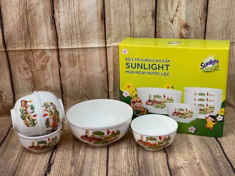 Bộ tô chén sứ tráng men quà Sunlight
