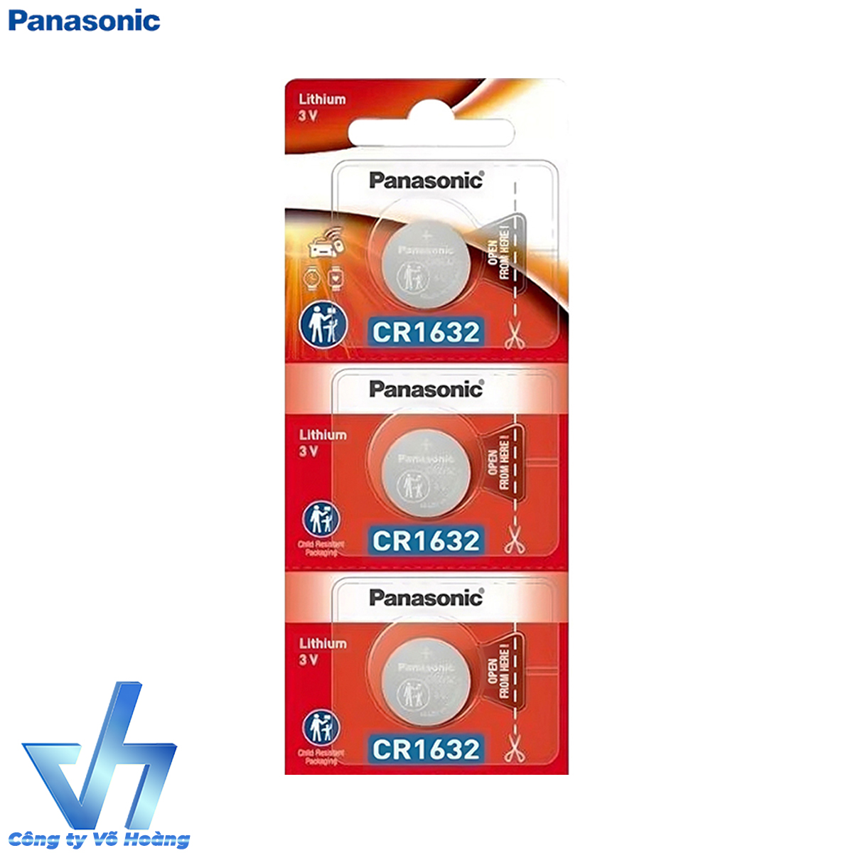 Bộ 3 Pin Panasonic CR1632 Lithium 3V / DL1632 / ECR1632 / GPCR1632