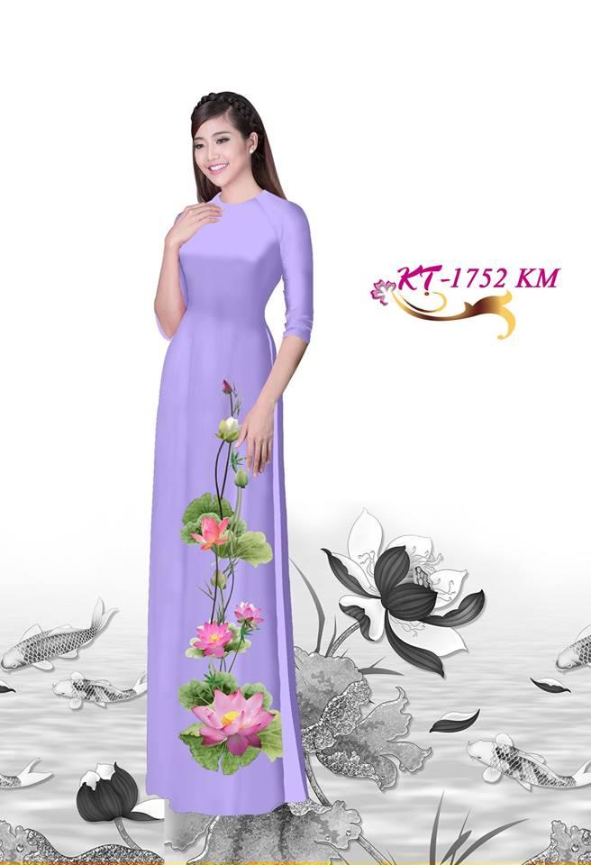 [HCM]Vải Áo Dài 3d bộ In Hoa Sen