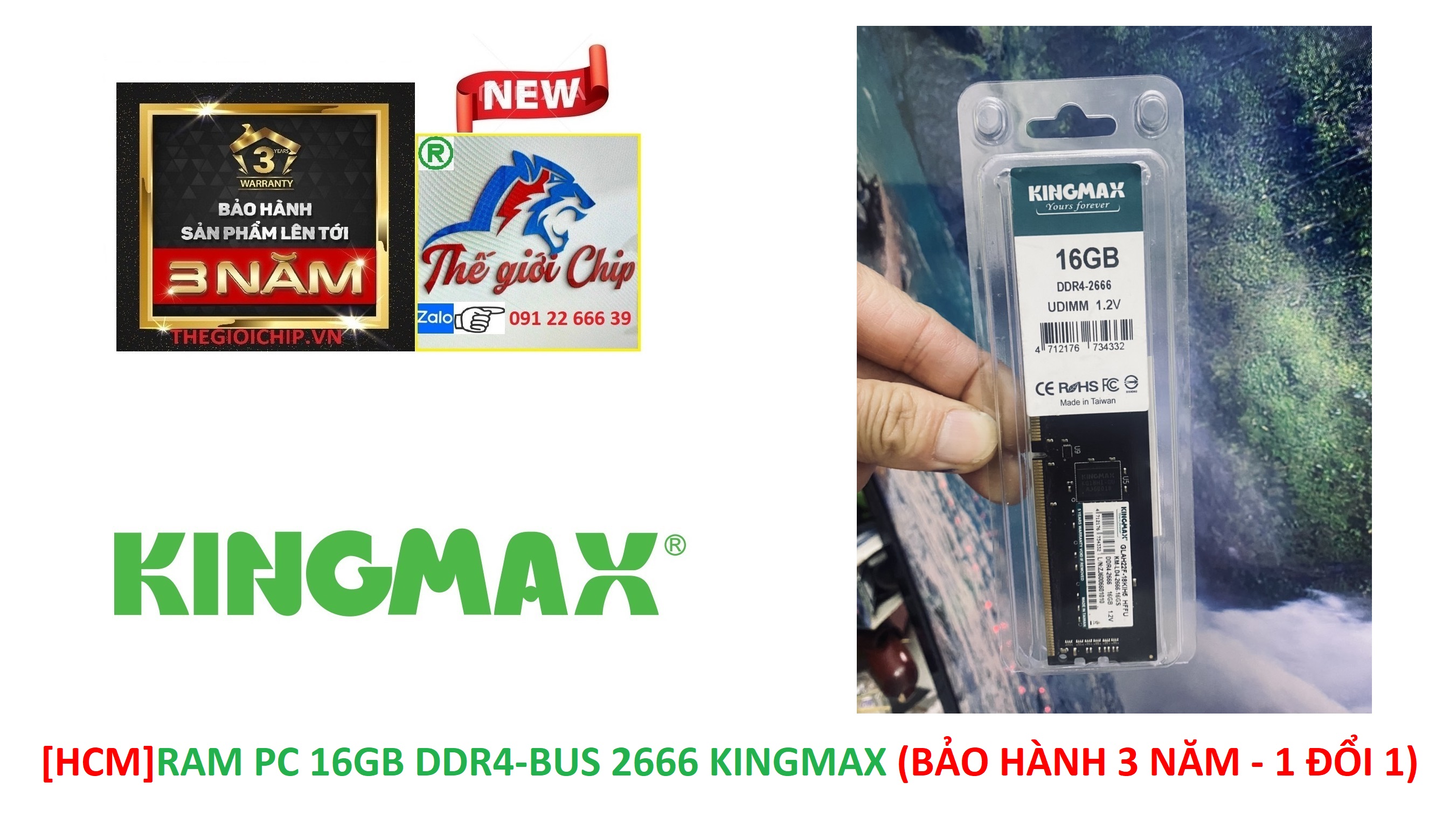 [HCM]RAM PC 16GB DDR4-BUS 2666 KINGMAX (BẢO HÀNH 3 NĂM - 1 ĐỔI 1)