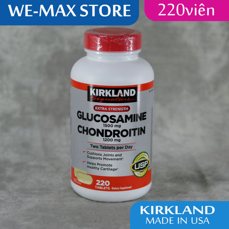 [220Viên] Glucosamine 1500mg & Chondroitin 1200mg KIRKLAND hỗ trợ xương khớp -- WE-MAX STORE nhập khẩu