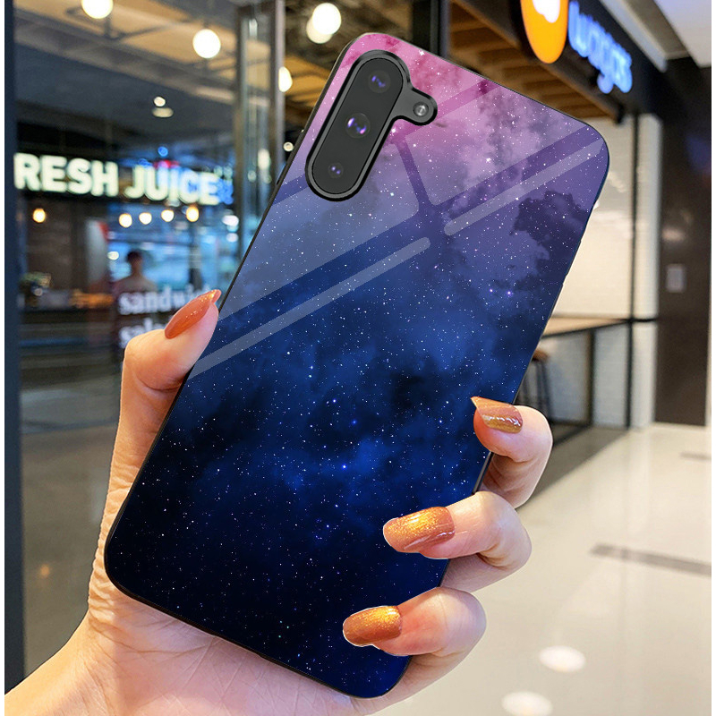 Ốp lưng samsung galaxy note 10, note 10 plus, note 10 lite mặt kính sáng bóng, họa tiết mây trời