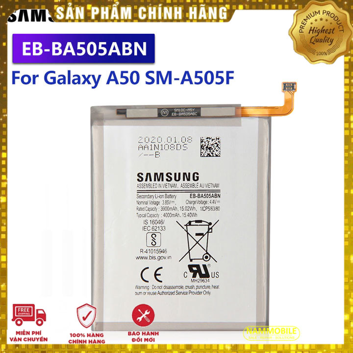 Pin samsung galaxy a20 a30 a30s a50 a50s eb-ba505abu 4000mah zin. + tặng siêu dán pin