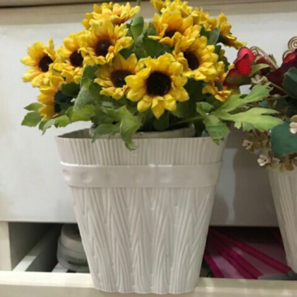 combo 2 chậu vuông giả gỗ đk16x15cm