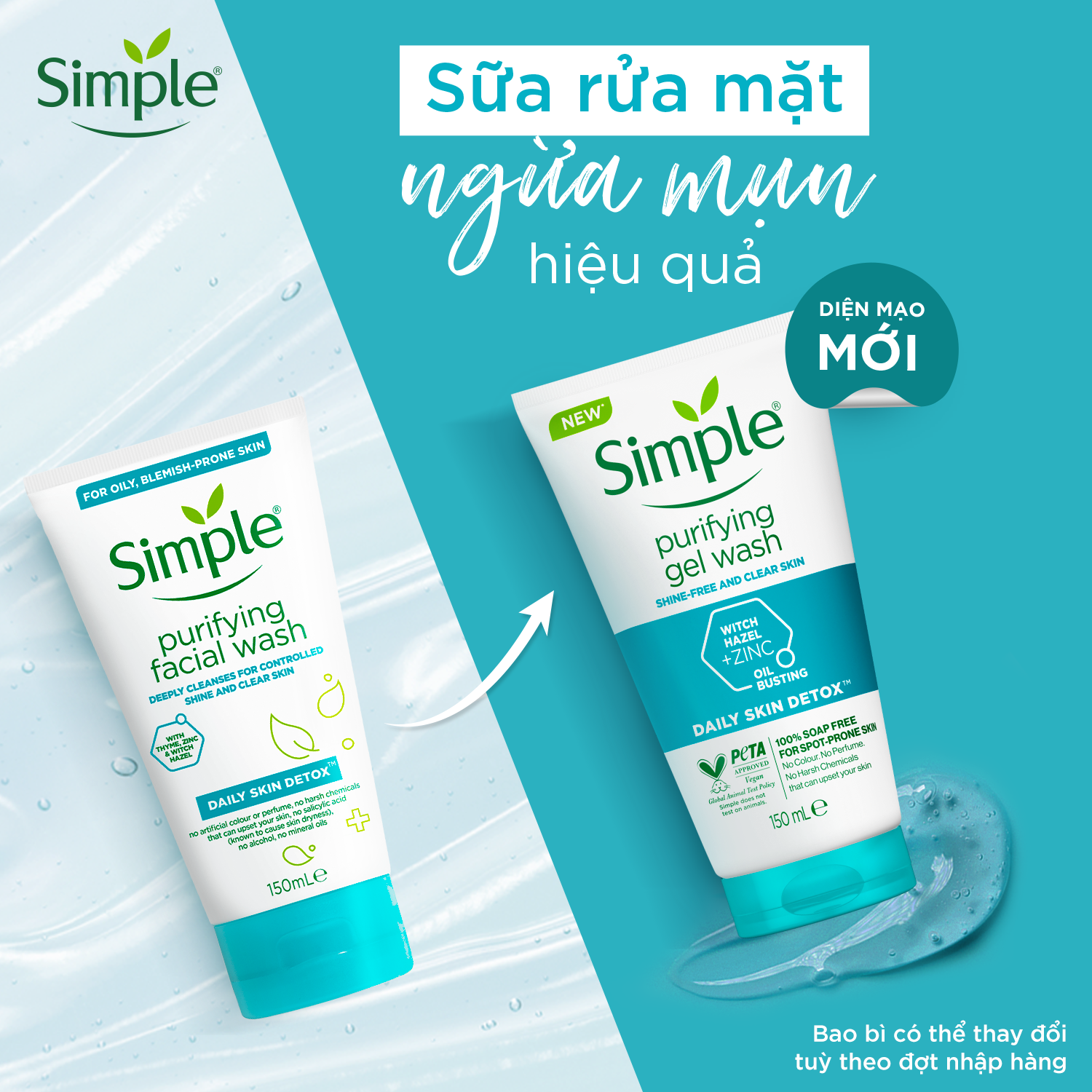 Combo 2 Sữa rửa mặt Simple giúp kiềm dầu và ngừa mụn hiệu quả - cho da dầu mụn 150ml/chai [CHÍNH HÃNG ĐỘC QUYỀN] [DIỆN MẠO MỚI]