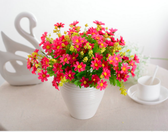 Hoa Giả -28 bông Hoa Lụa cúc nhí 7 cánh - HG82