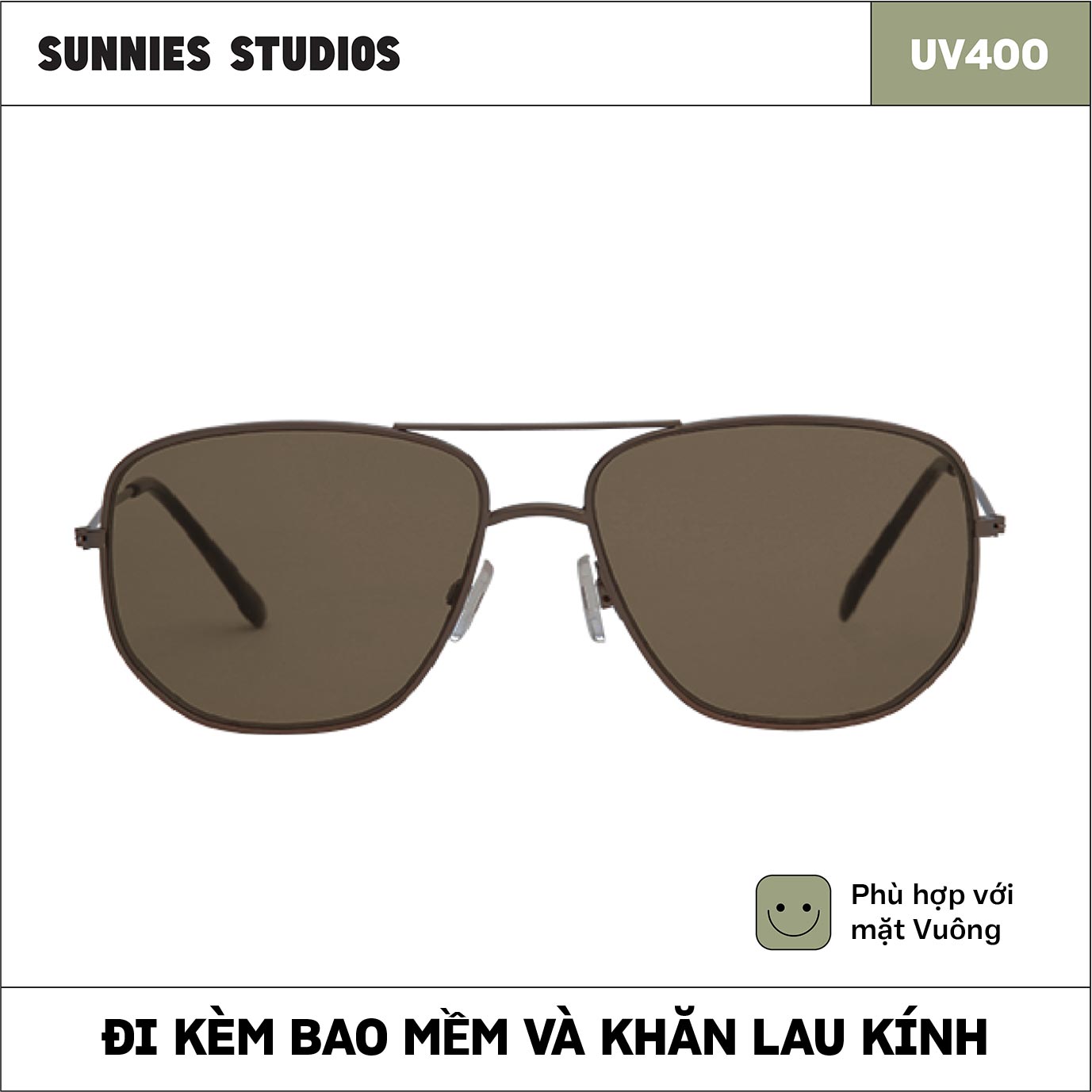 Kính mát Sunnies Studios Gọng Phi Công Dom in Sepia