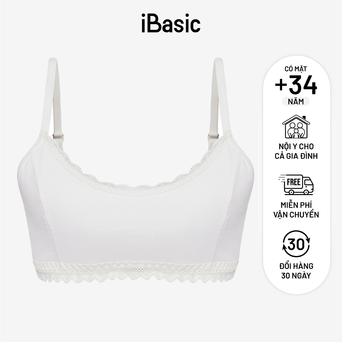 Áo ngực học sinh tròng cổ viền ren iBasic BRAT005