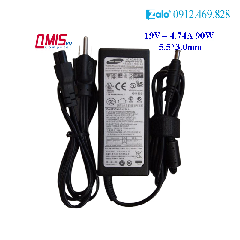 Sạc laptop samsung 19v-4.74a – 90w - 5.5*3.0mm