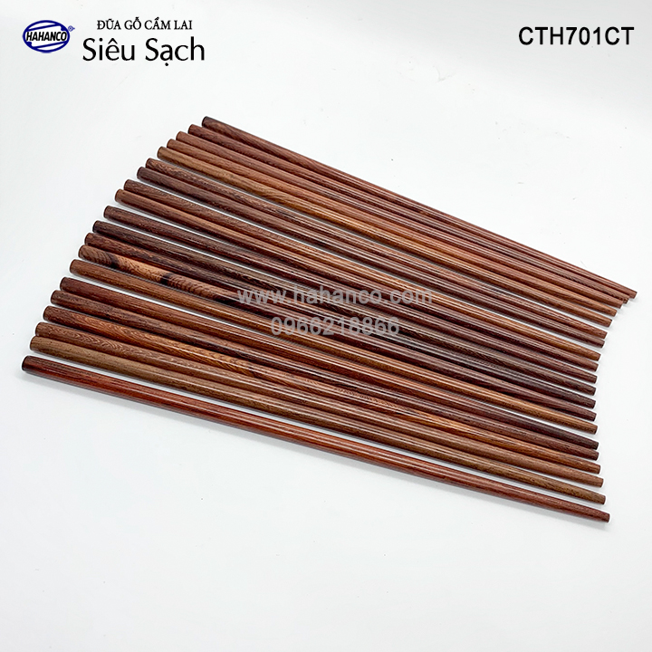 Đũa tròn gỗ Cẩm Lai Siêu sạch (10 đôi) gỗ tự nhiên vân đẹp /Chopstick of HAHANCO (CTH701CT)
