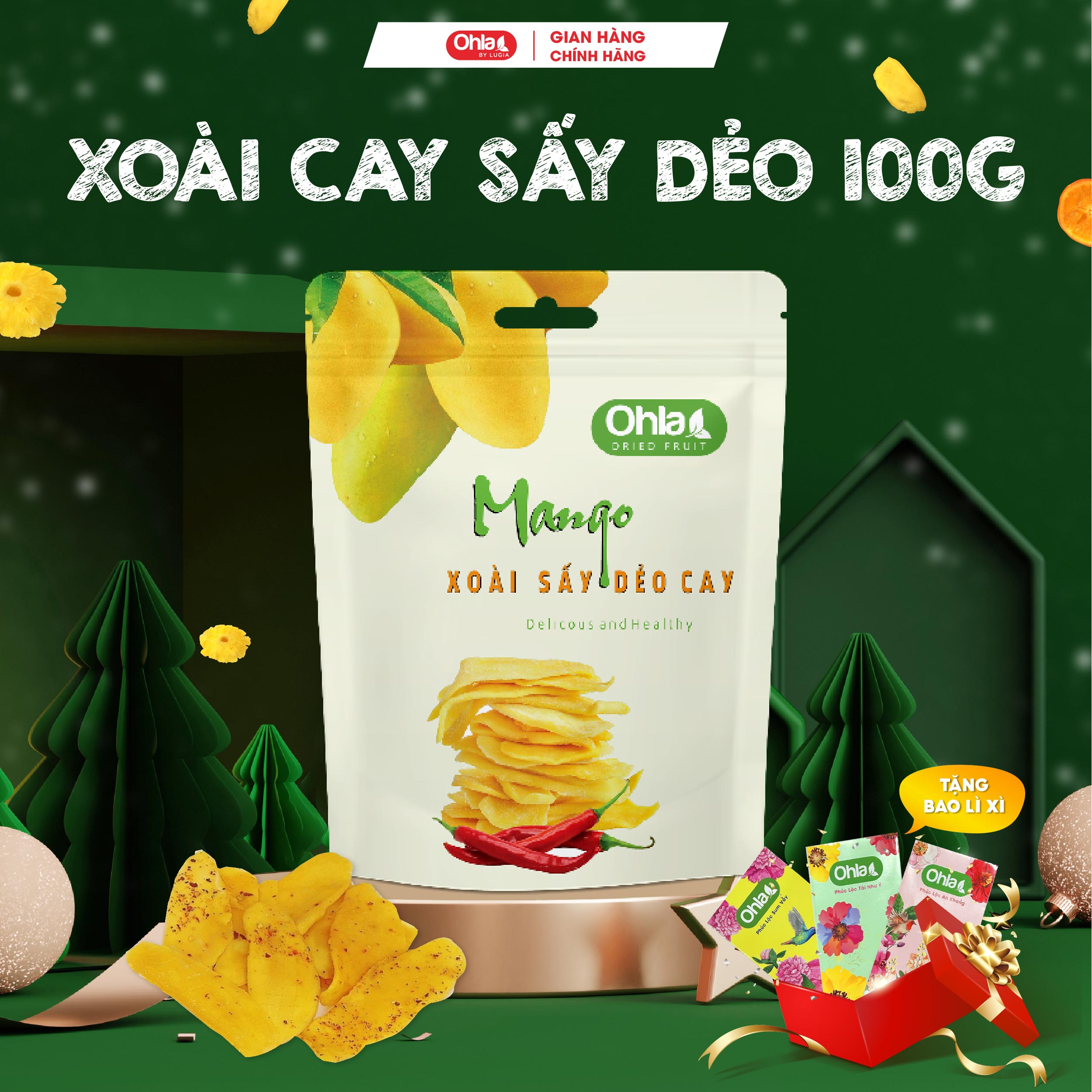Xoài sấy dẻo muôi ớt Ohla 100g