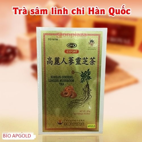 {Quà tặng} Trà sâm Linh Chi Hàn Quốc Bio Apgold (hộp gỗ 3g x 100 gói)
