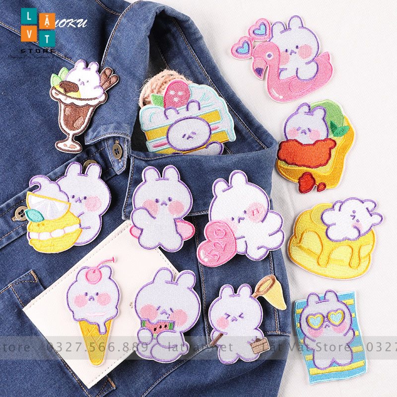 Patch ủi quần áo Thỏ Quẩy Tiệc Sticker dán Vali phong cách xinh đẹp ...