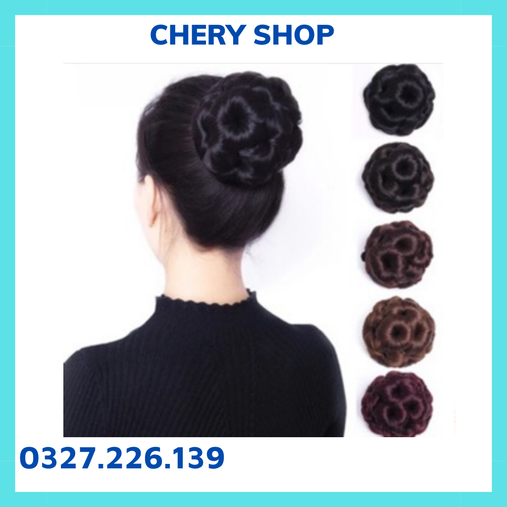 Tóc giả búi - Tóc giả búi hoa kẹp trung niên