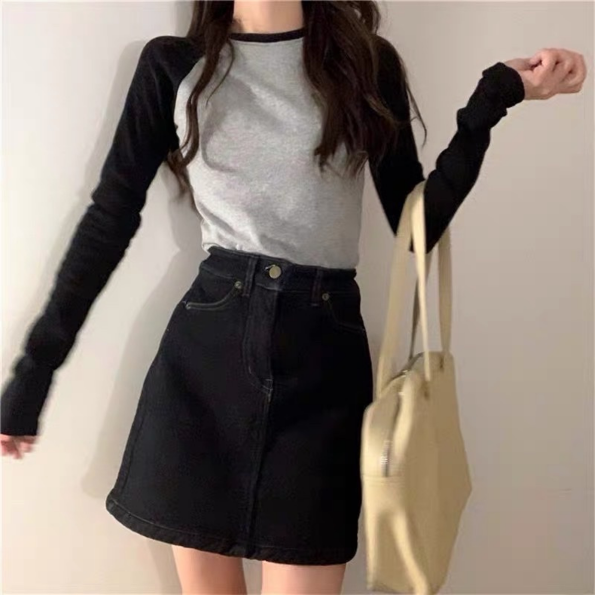 Áo thun raplan dài tay A43 form thường ôm body tôn dáng