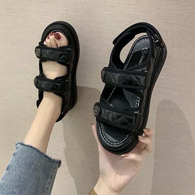 Sandal Hàn Quốc 3 quai 2 màu đen trắng