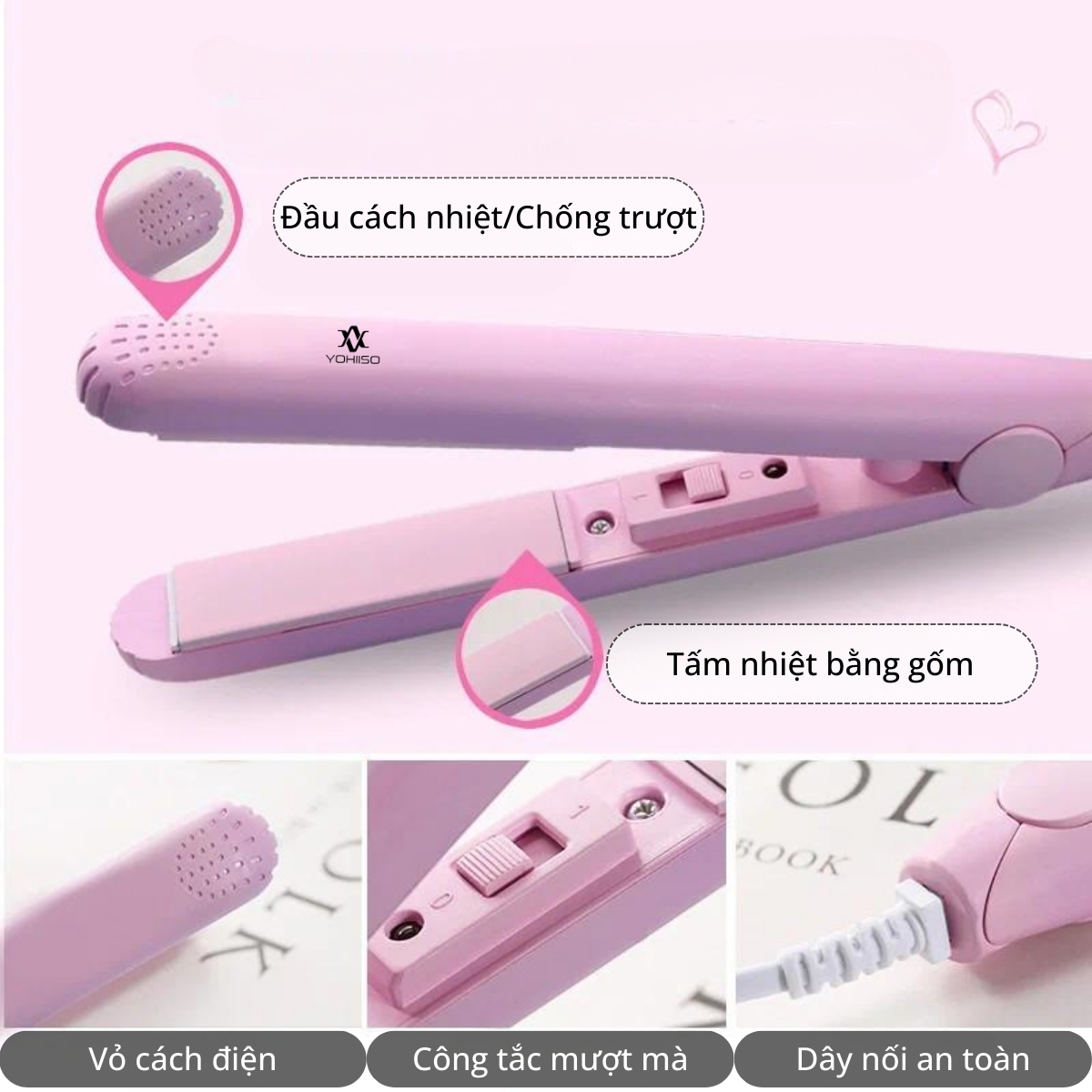 Máy uốn tóc mini, máy ép tóc mini, máy uốn tóc, máy duỗi tóc mini 2 in 1 Yohiiso bảo hành 1 tháng 1 đổi 1 hàng chính hãng, thuận tiện mang đi du lịch