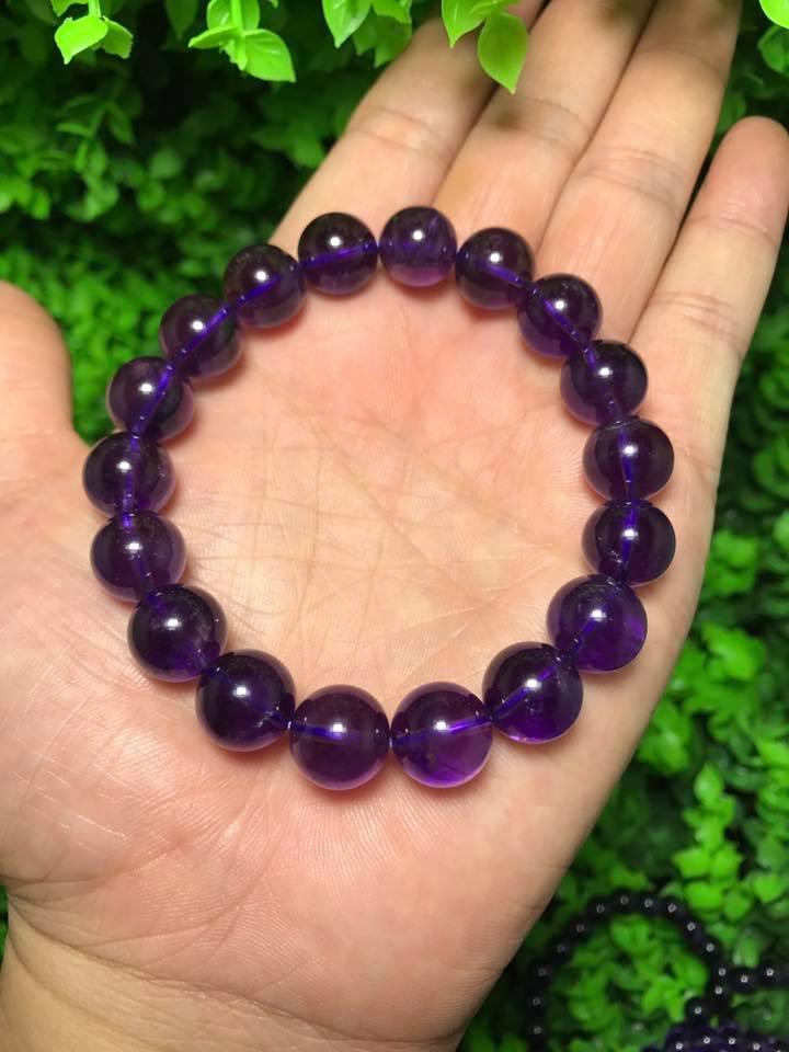 Vòng tay đá thạch anh tím cỡ hạt 8li