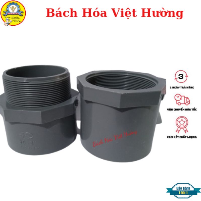 Nối ren trong, ren ngoài nhựa pvc đủ kích thước phi 60, 75 , 90, 110mm