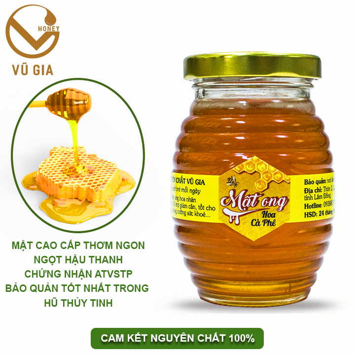 Mật Ong Hoa Cà Phê Cao Cấp Nguyên Chất Vũ Gia - Chất lượng vượt trội Tăng cường sức đề kháng, hỗ trợ dạ dày, ăn ngon miệng, ngủ sâu giấc, hỗ trợ làm đẹp chăm sóc da