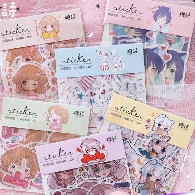 Gói 40 Pcs Stickers Dễ Thương Dùng Để Trang Trí Diy