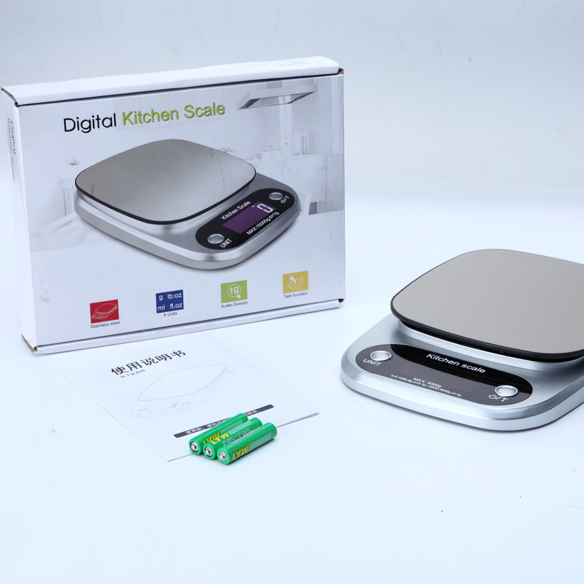 High precision mini electronic kitchen scale weighing 1g - 5kg for baking with 2 AAA batteries