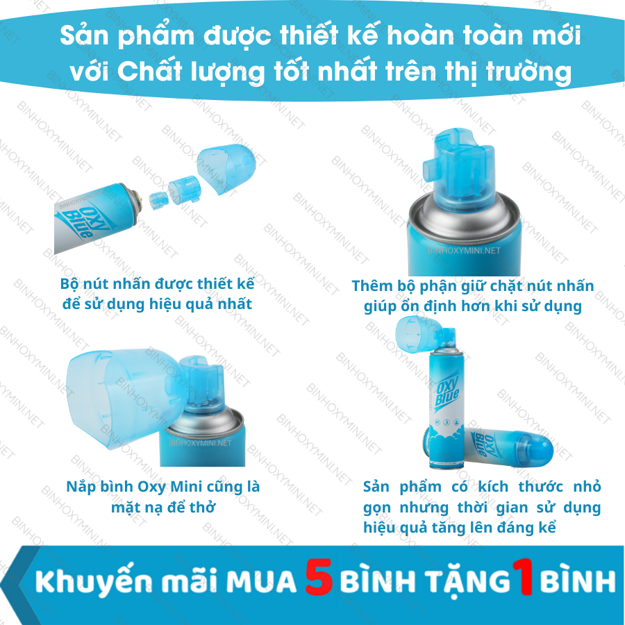 Bình Oxy Mini Cầm tay chứa Oxy tinh khiết 99%