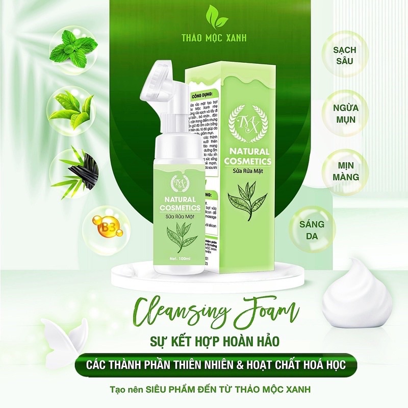 Sữa rửa mặt tạo bọt thảo mộc xanh