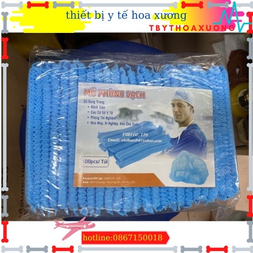 Mũ giấy trùm tóc sử dụng 1 lần túi 100 chiếc- mũ con sâu