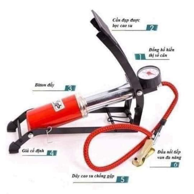 Bơm Hơi Đạp Chân Mini