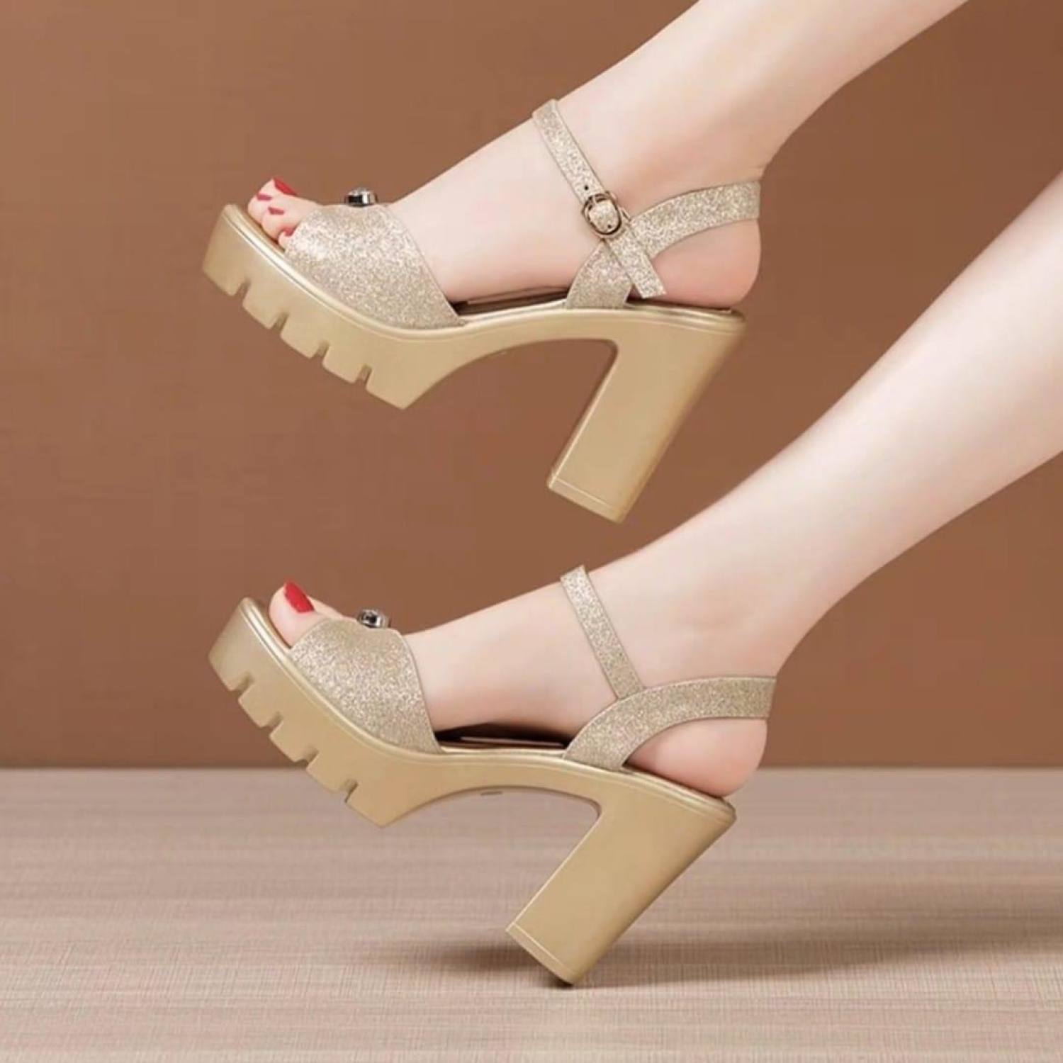 Sandal quai nhũ đính hạt cao câp L99