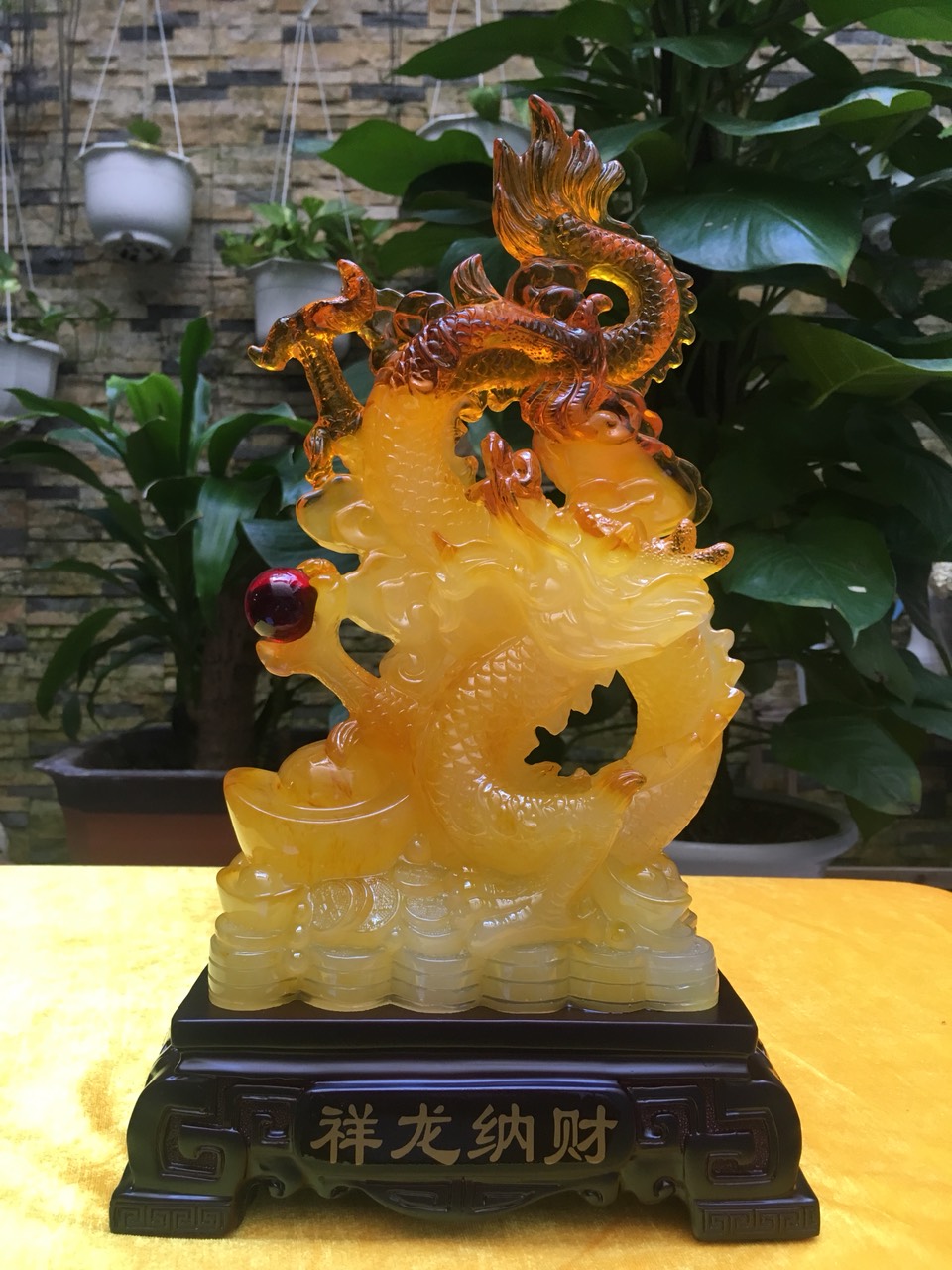 Tường long nạp tài/ rồng phong thủy (vàng,xanh)