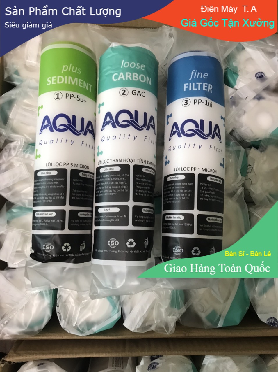 Combo Bộ 3 Lõi Lọc Nước AQUA 1+2+3
