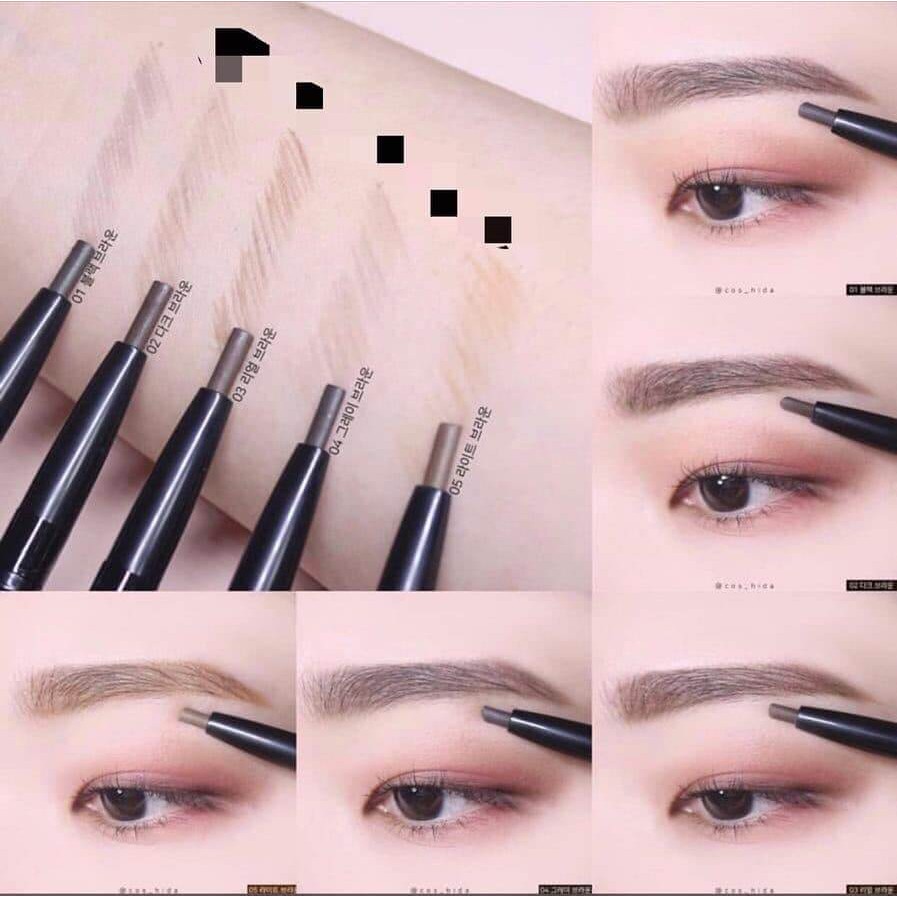 Chì kẻ mày không trôi Karadium hai đầu ( black brown)
