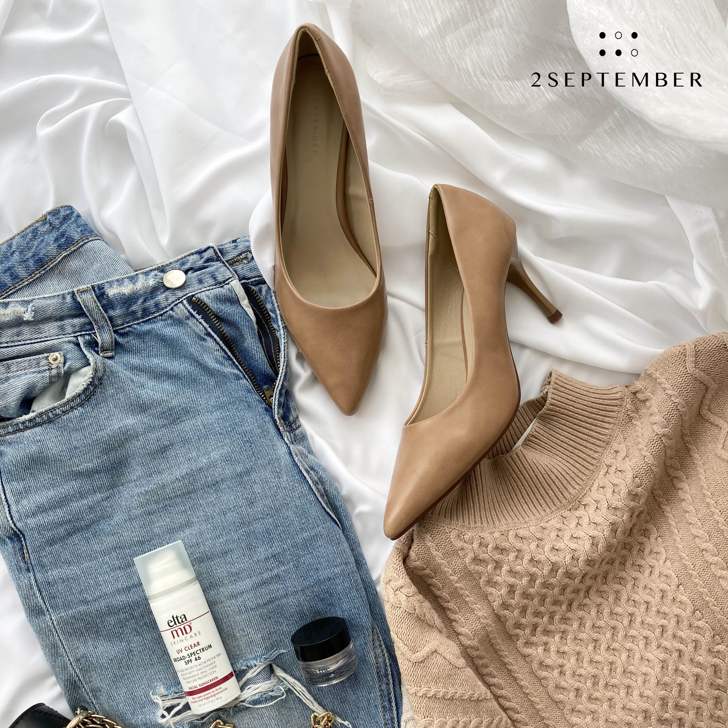 [HCM]Giày cao gót 8cm mũi nhọn 2September Cosmo 8 Beige
