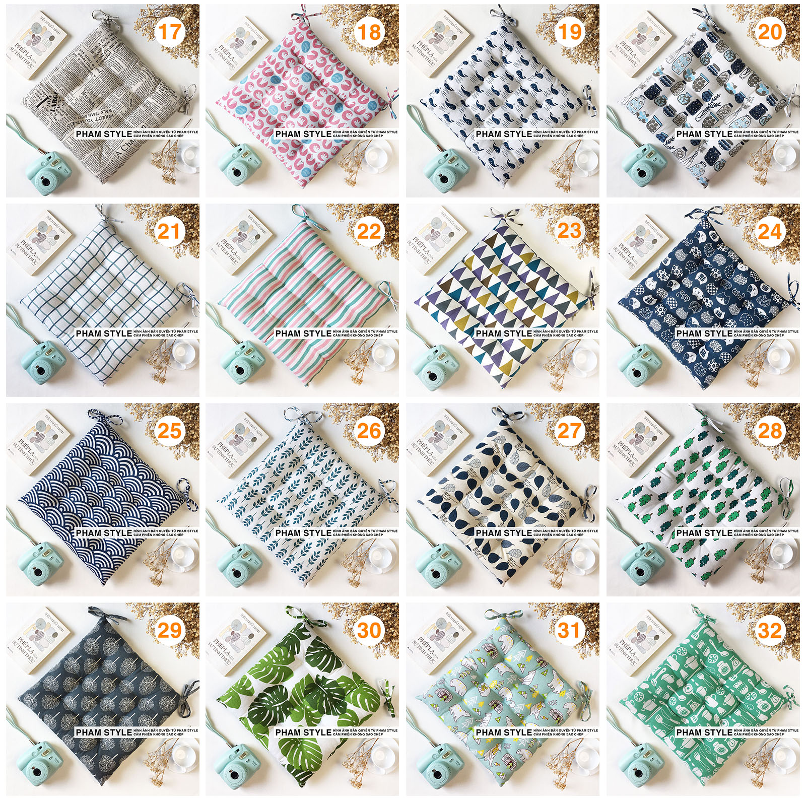 Đệm Vuông Ngồi Bệt PATTERN (40,45,50cm) (NO1-16)