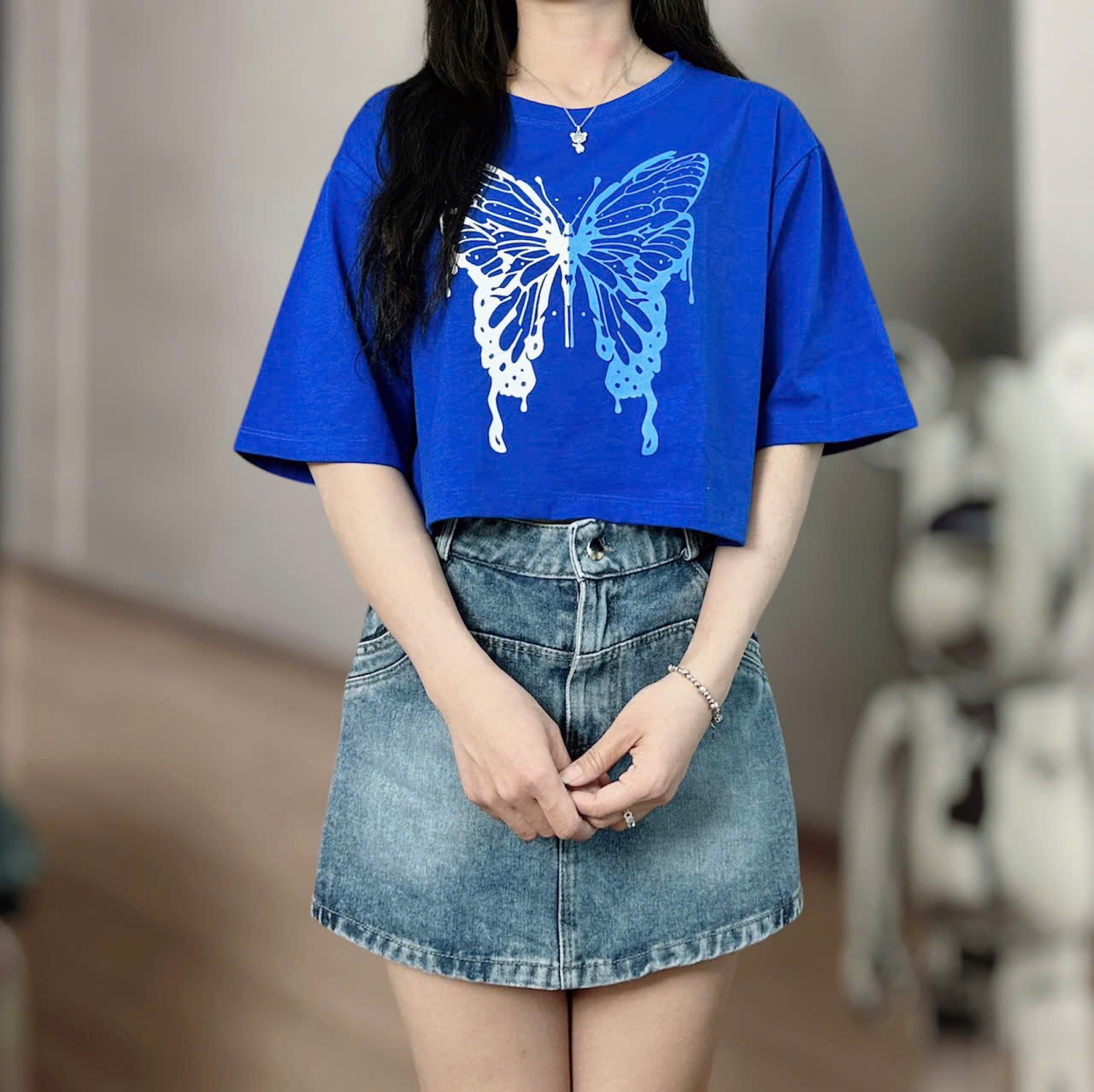 Ao Thun croptop in hình cánh bướm đẹp