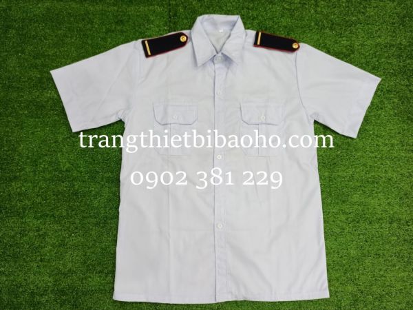 Áo bảo vệ màu trắng kèm phụ kiện cầu vai gạch đồng viền đỏ - đủ size - hàng sẵn