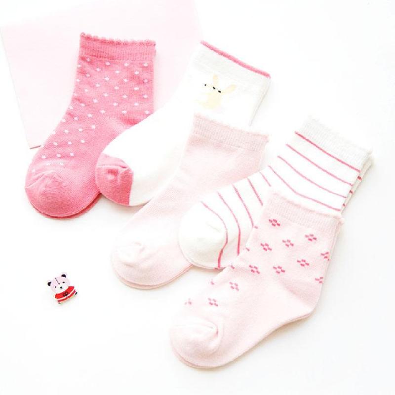 Set 5 đôi tất cao cổ nhiều họa tiết phối màu đáng yêu cho bé từ 1-12 tuổi – T008