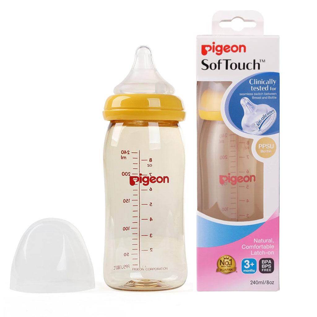 Bình Sữa PPSU Pigeon SofTouch Peristaltic Cổ Rộng 160/240ml