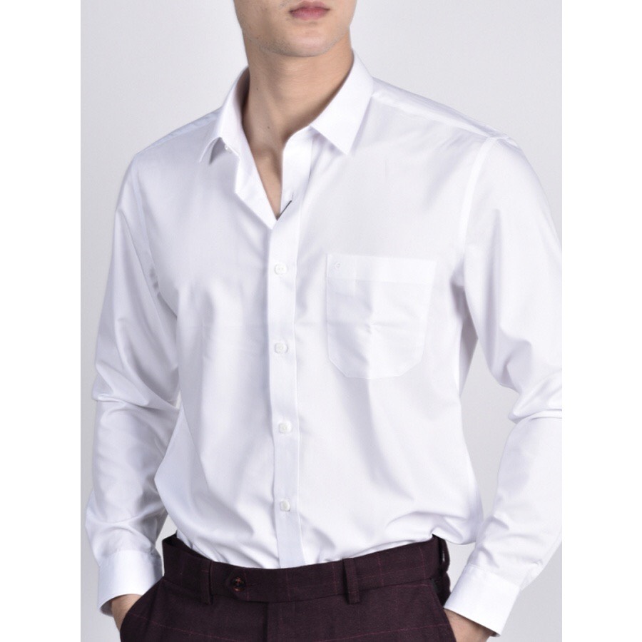 Áo sơ mi trắng owen dài tay regular fit có túi vải sồi AR221197DT1
