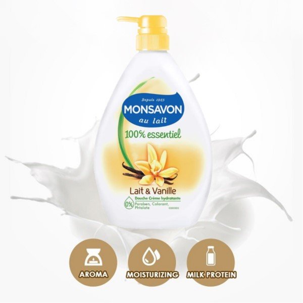 Sữa Tắm Monsavon Chiết Xuất Sữa Và Hoa Vani Dưỡng Da Trắng Mịn Lưu Hương Quyến Rũ Monsavon Lait & Vanille 1000ml