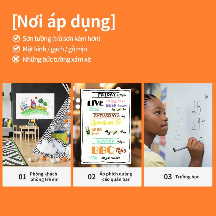 Bảng vẽ, decal dán tường Deli - Không bong tróc tróc sơn - Màu trắng, có từ tính kèm 5 phụ kiện - 50007/50008/8716 - Hình ảnh 8