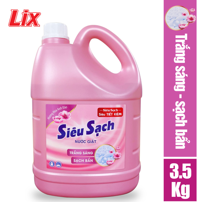 Nước giặt Lix siêu sạch hương hoa anh đào 3.5Kg N2504 sạch khử khuẩn, kết hợp giặt xả 2 trong 1 - Lixco Việt Nam