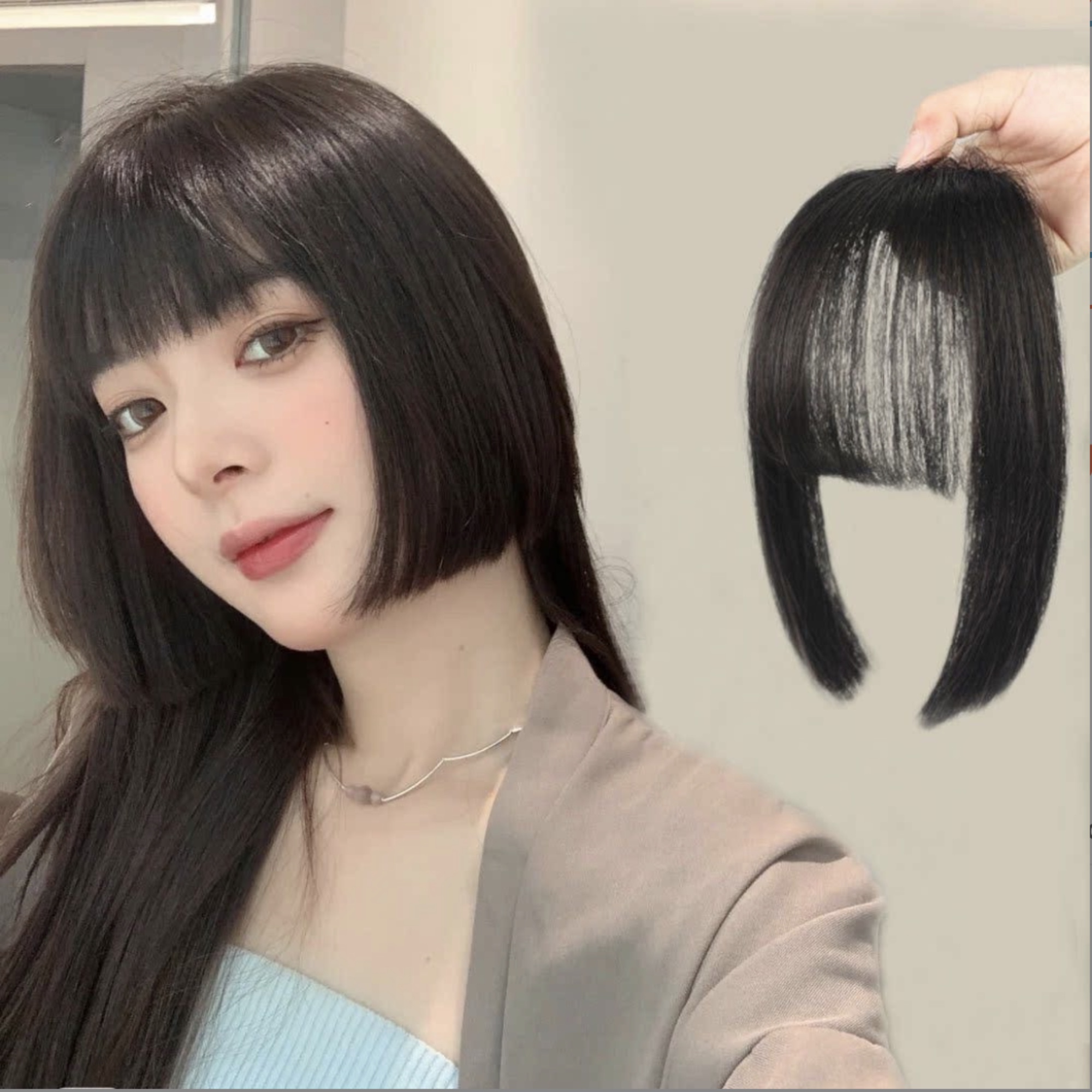 Tóc giả mái thưa có mai đáng yêu Hàn Quốc