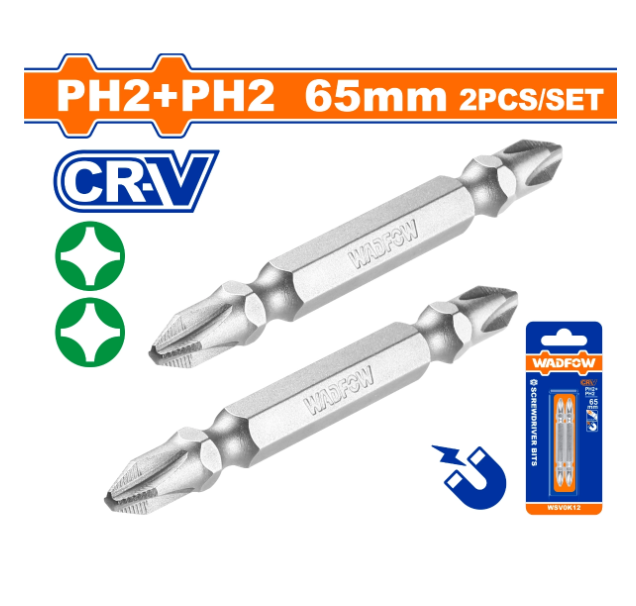 Wsv0k12 "bộ 2 mũi bắt vít 2 đầu ph2+ph2 65mm" wadfow