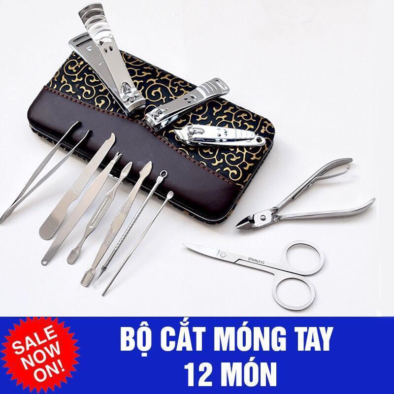 Bộ kìm cắt, bấm móng cho gia đình 12 món như ảnh, dũa móng tay, kéo, nhíp
