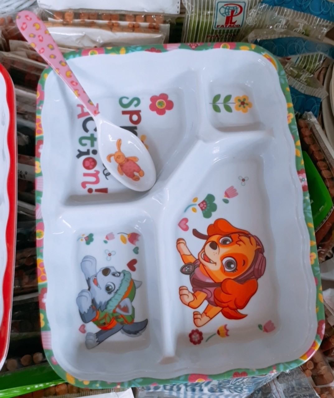 Khay Cơm Cho Bé 4 Ngăn, Khay Ăn Cơm TRẻ Em